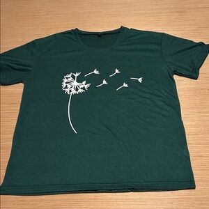 Elegant Forest Green Dandelion Tee